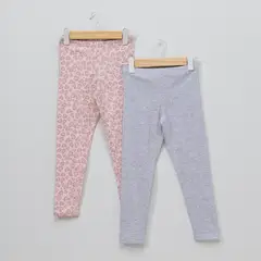 YAMP - Pack 2 Calzas Algodón Niña Estampadas Tiro Medio