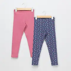 YAMP - Pack 2 Calzas Algodón Niña Estampadas Tiro Medio