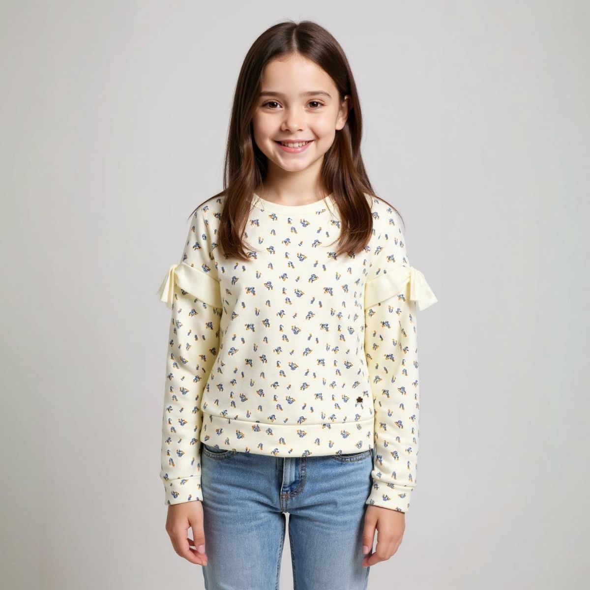 YAMP - Polerón Yamp Polialgodón Diseño Floral Niña Manga Larga