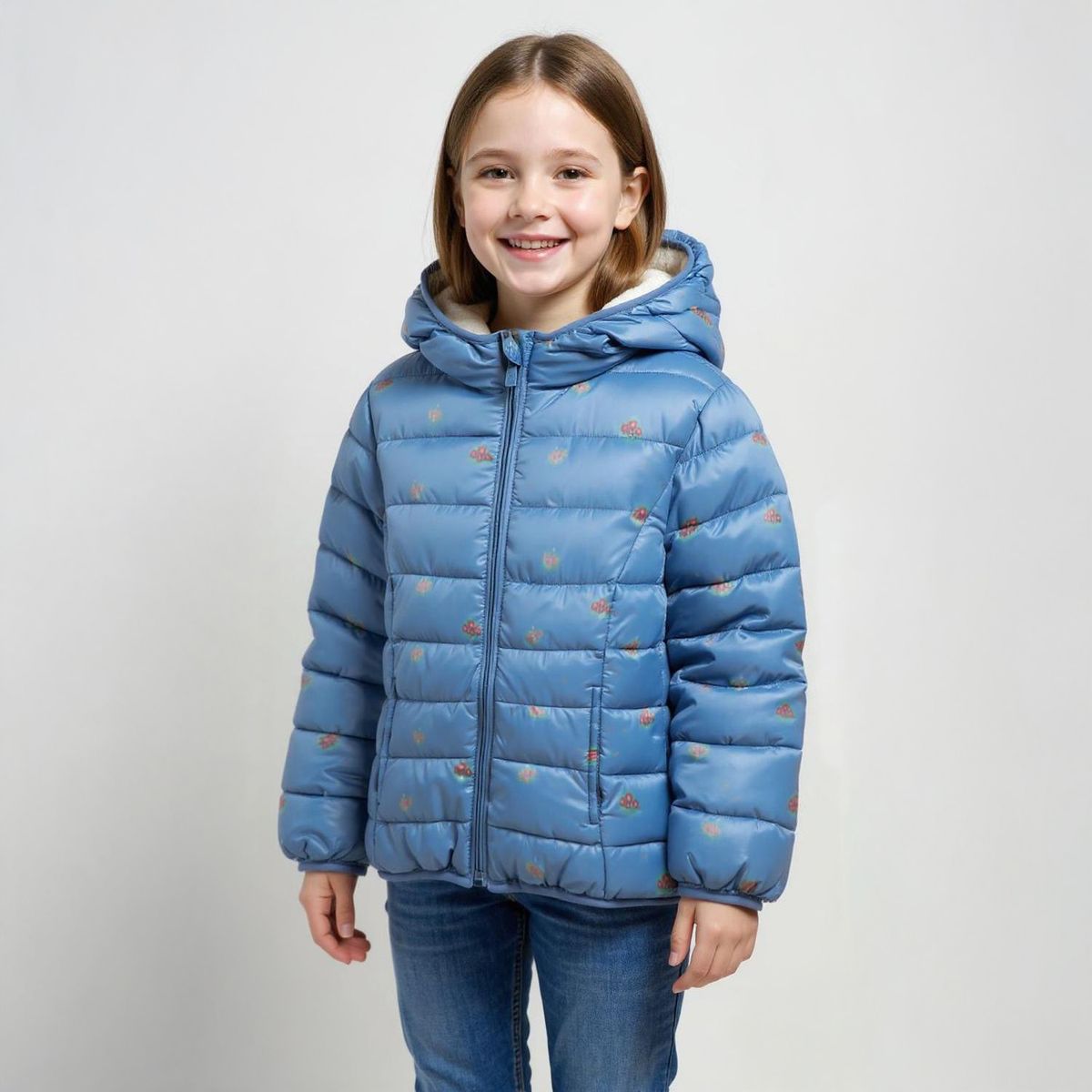 YAMP - Parka Con Capucha Forro Peludo Niña Yamp Diseño Flores