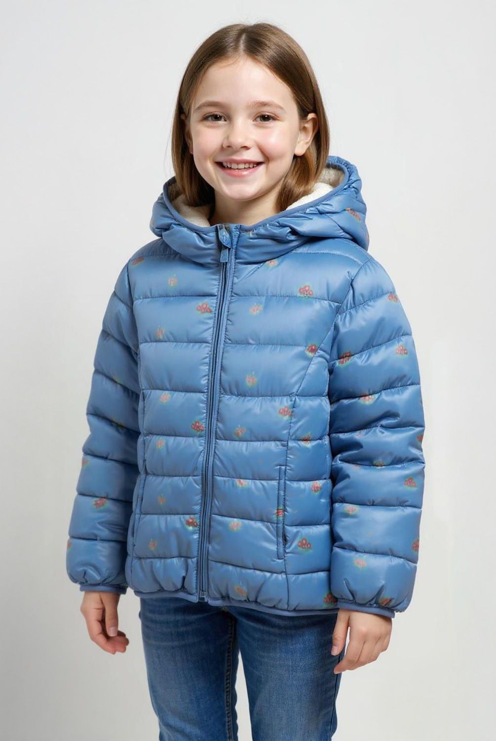 YAMP - Parka Con Capucha Forro Peludo Niña Yamp Diseño Flores
