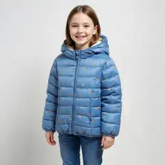 YAMP - Parka Con Capucha Forro Peludo Niña Diseño Flores