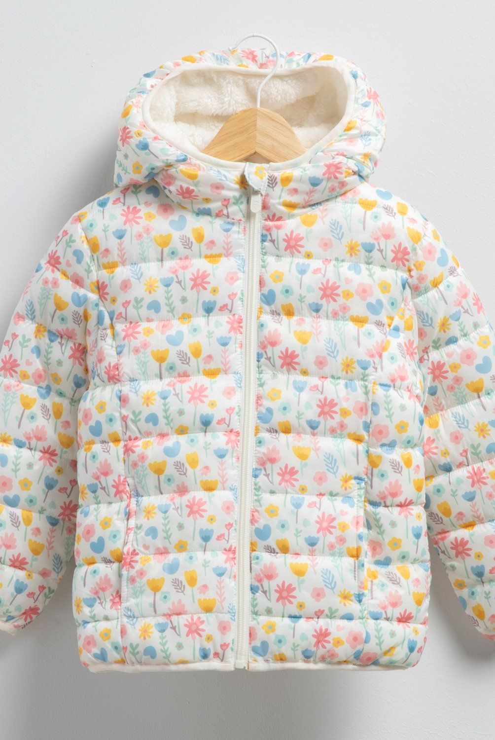 YAMP - Parka Con Capucha Forro Peludo Niña Yamp Diseño Flores