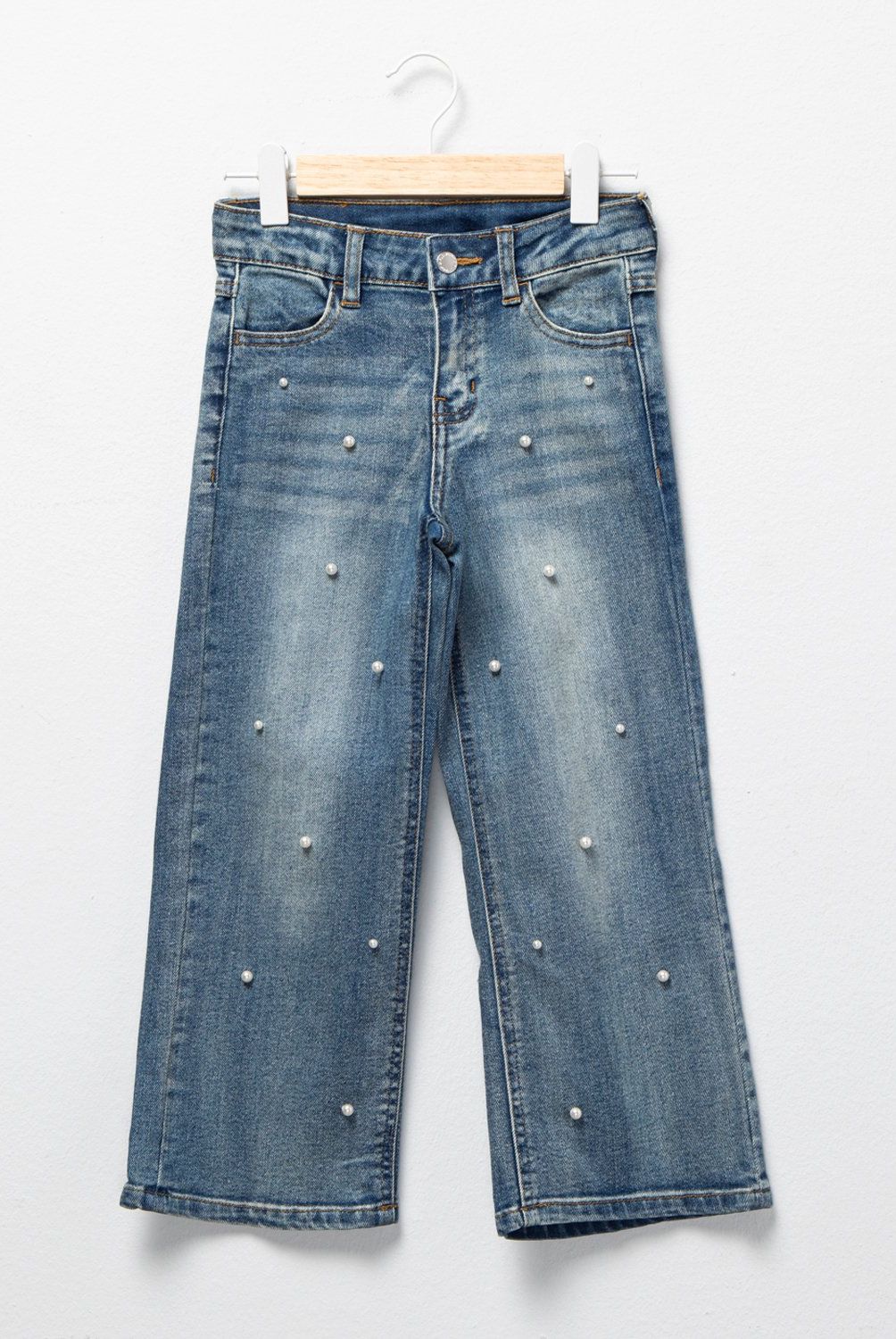 YAMP - Jeans Wide Leg Denim con Perlas Niña Yamp