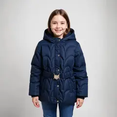YAMP - Parka Larga Con Cinturón Forro Peludo Niña