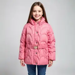 YAMP - Parka Larga Con Cinturón Forro Peludo Niña