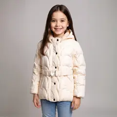 YAMP - Parka Larga Con Cinturón Forro Peludo Niña