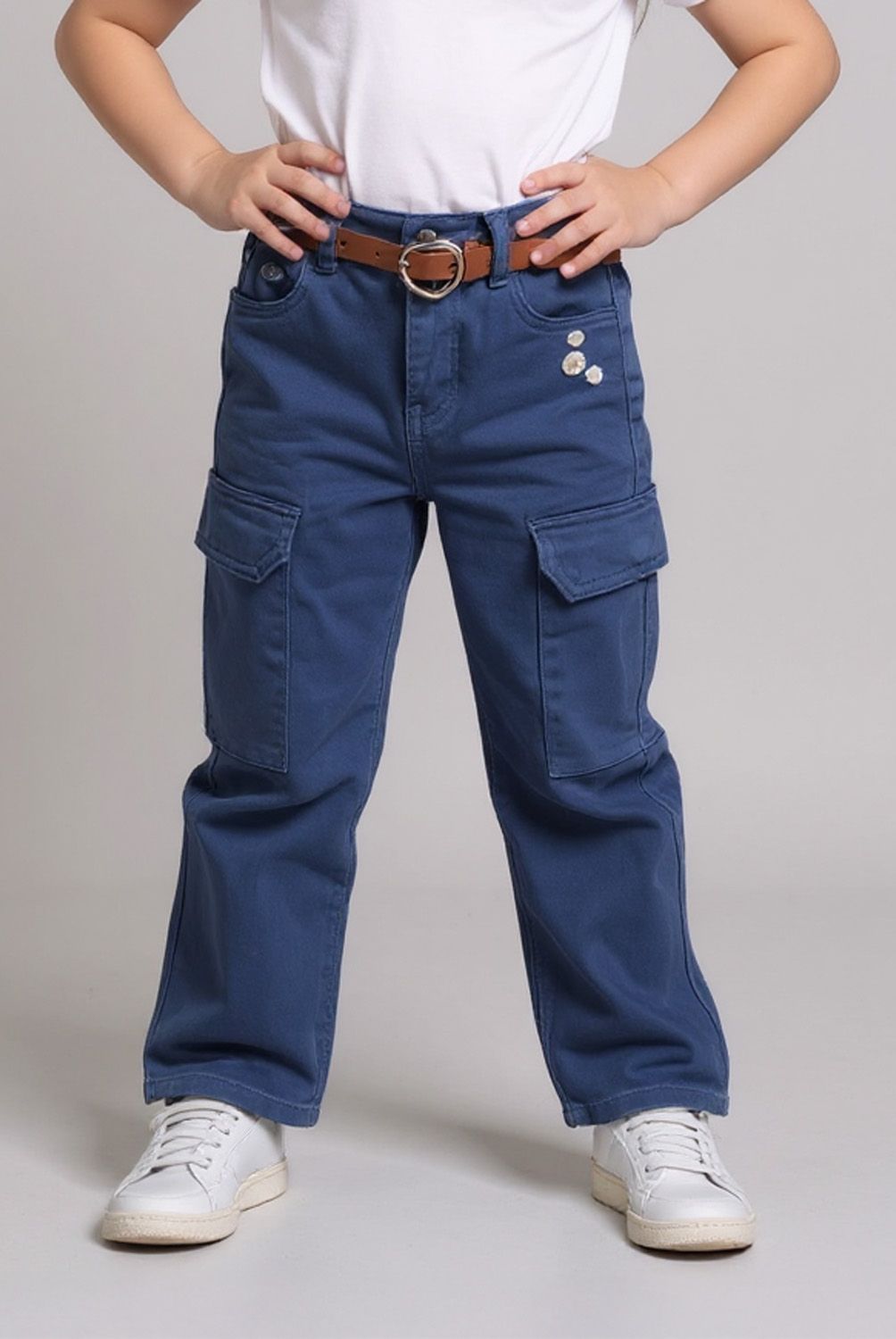 YAMP - Pantalón Cargo Yamp con Cinturón Niña Algodón