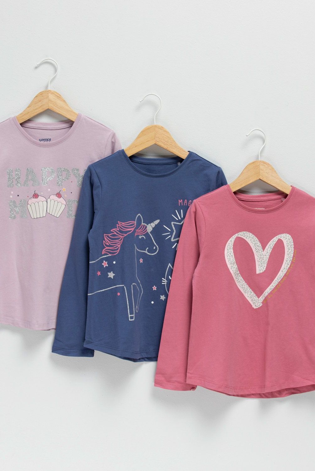 YAMP - Pack 3 Poleras Manga Larga Algodón Niña Yamp Estampadas