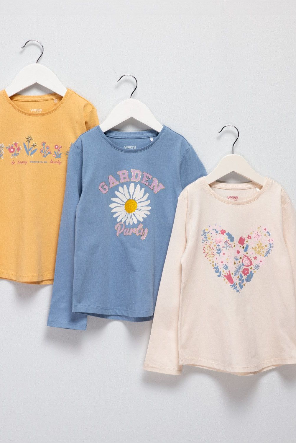 YAMP - Pack 3 Poleras Manga Larga Algodón Niña Yamp Estampadas