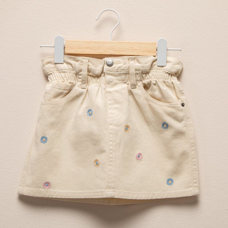 YAMP - Falda Mini Yamp Algodón Flores Niña Cintura Elasticada
