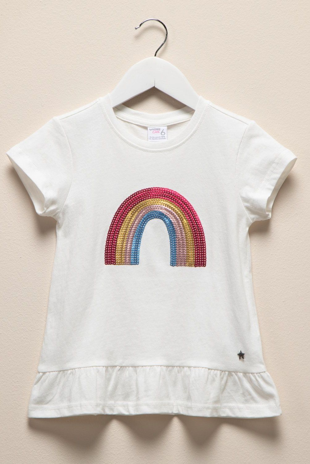 YAMP - Polera Yamp Algodón con Lentejuelas Manga Corta Niña