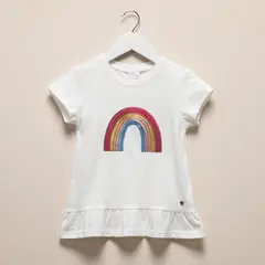 YAMP - Polera Algodón con Lentejuelas Manga Corta Niña