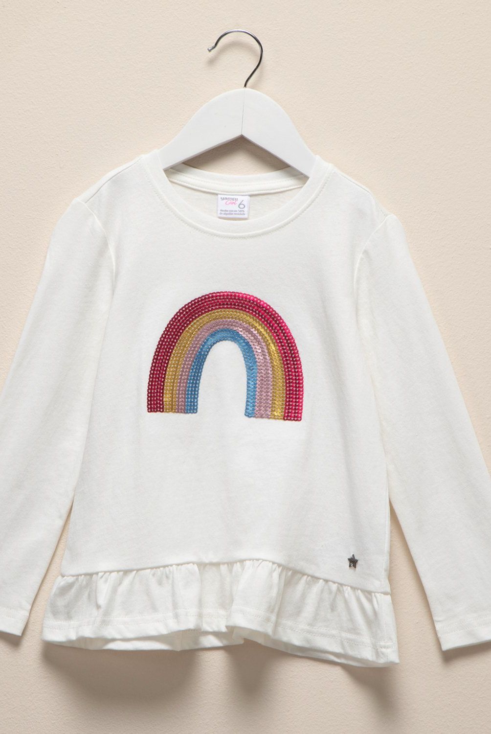YAMP - Polera Manga Larga Algodón con Lentejuelas Niña Yamp