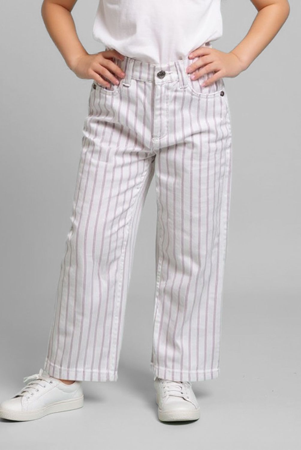 YAMP - Pantalón Yamp Casual 100% Algodón Niña Rayas Wide Leg