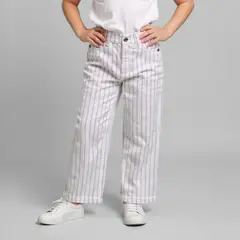 YAMP - Pantalón Casual 100% Algodón Niña Rayas Wide Leg
