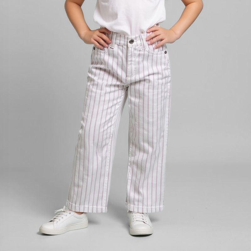 YAMP - Pantalón Yamp Casual 100% Algodón Niña Rayas Wide Leg