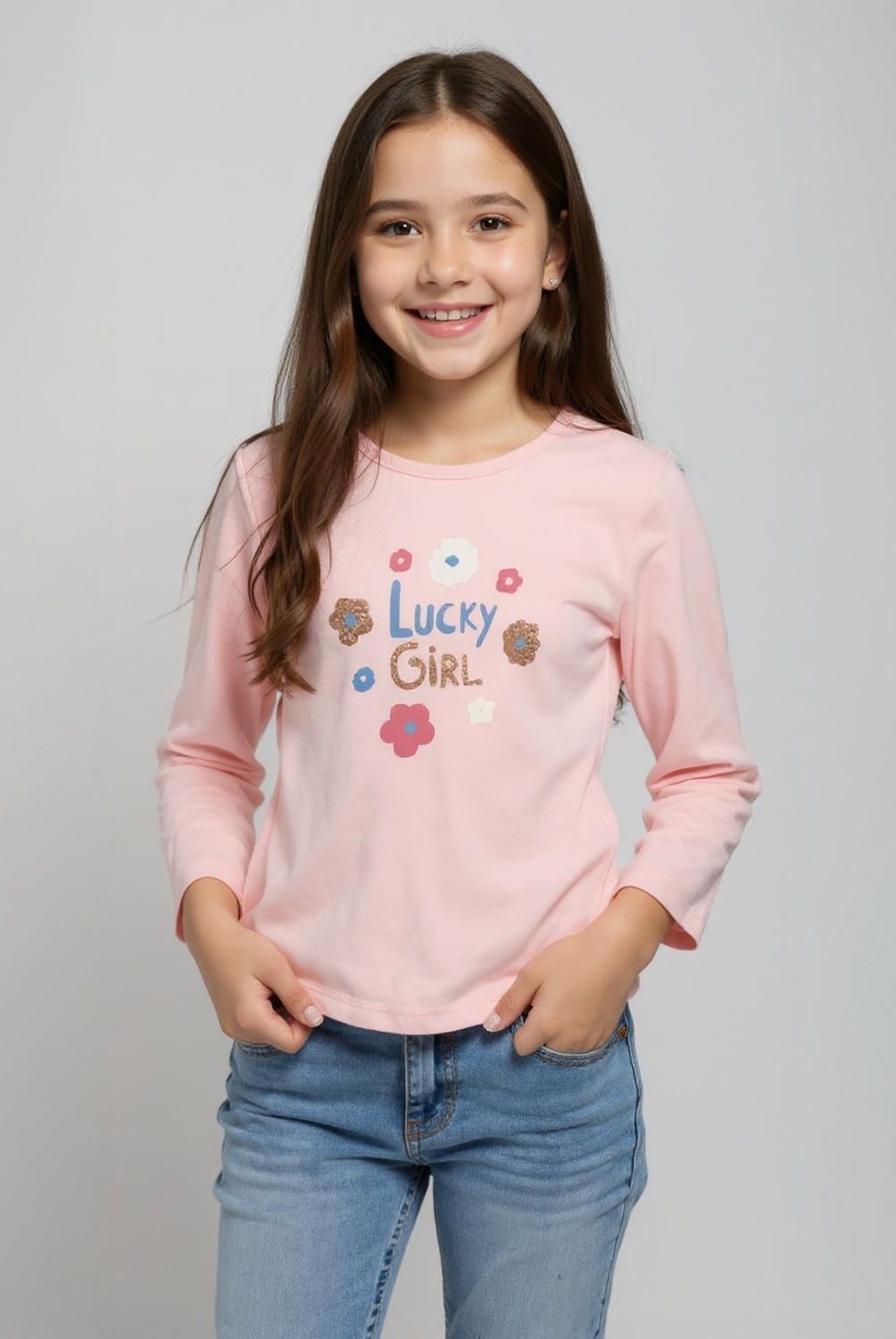 YAMP - Polera Manga Larga Algodón Estampada Niña Yamp