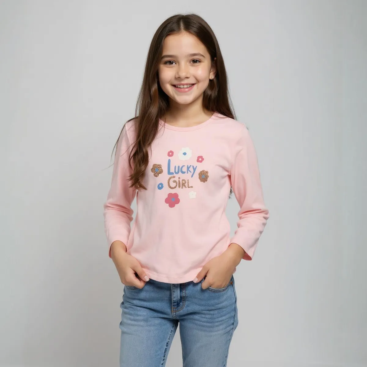 YAMP - Polera Manga Larga Algodón Estampada Niña Yamp