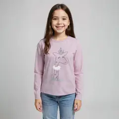 YAMP - Polera Manga Larga Algodón Estampada Niña