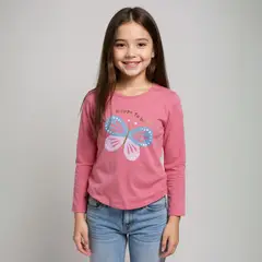 YAMP - Polera Manga Larga Algodón Estampada Niña
