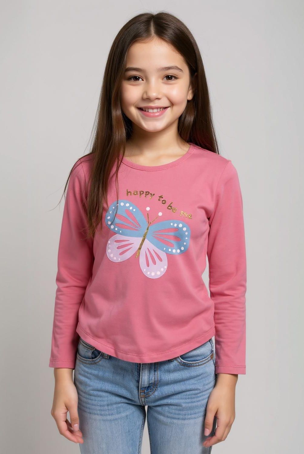 YAMP - Polera Manga Larga Algodón Estampada Niña Yamp