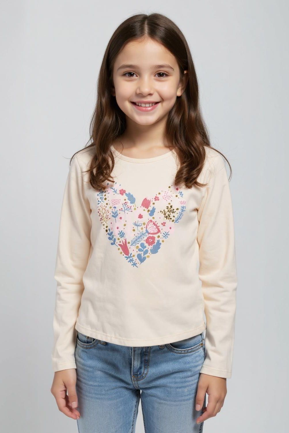 YAMP - Polera Manga Larga Algodón Estampada Niña Yamp