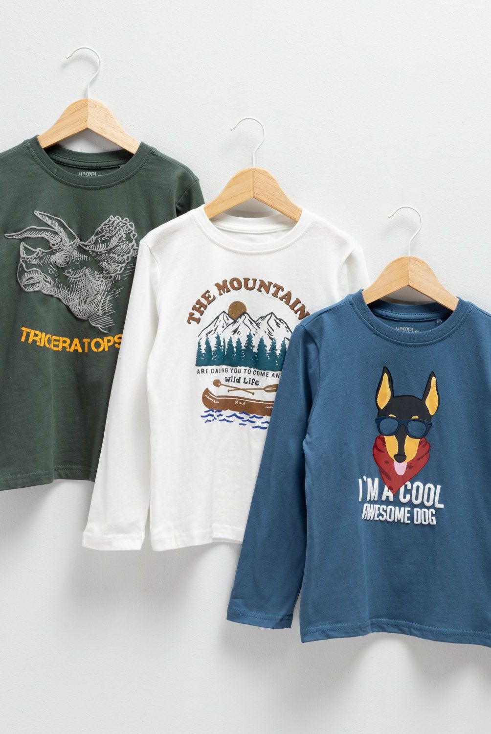 YAMP - Pack 3 Poleras Algodón Niño Yamp Estampadas Manga Larga