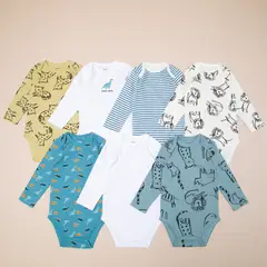 YAMP - Pack de 7 Bodys Manga Larga Algodón Bebé Niño