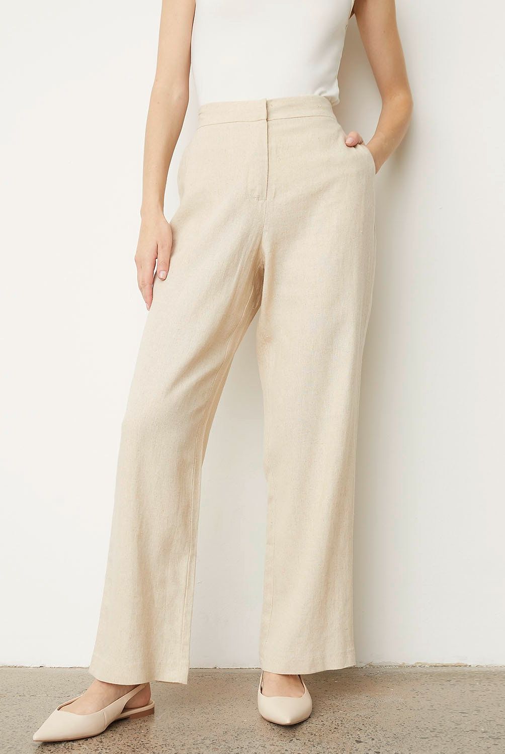 APOLOGY - Pantalón Apology Lino Mujer Tiro Alto Wide Leg