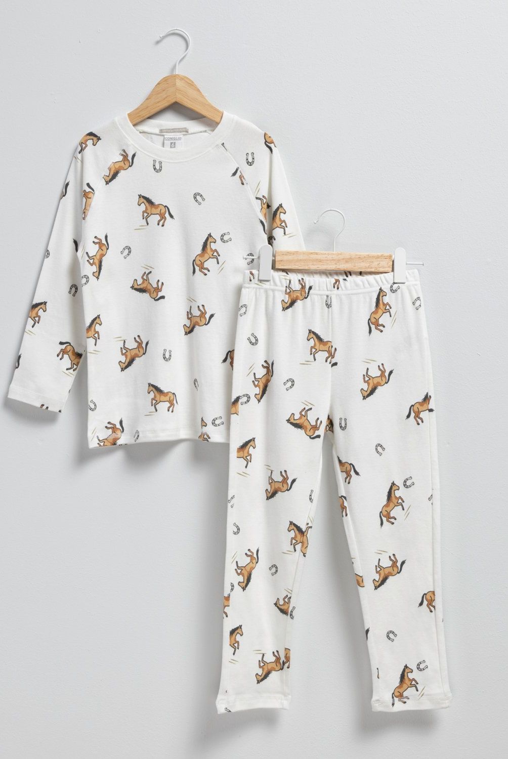 CONIGLIO - Pijama Coniglio Casual Algodón Estampado Caballos Niño
