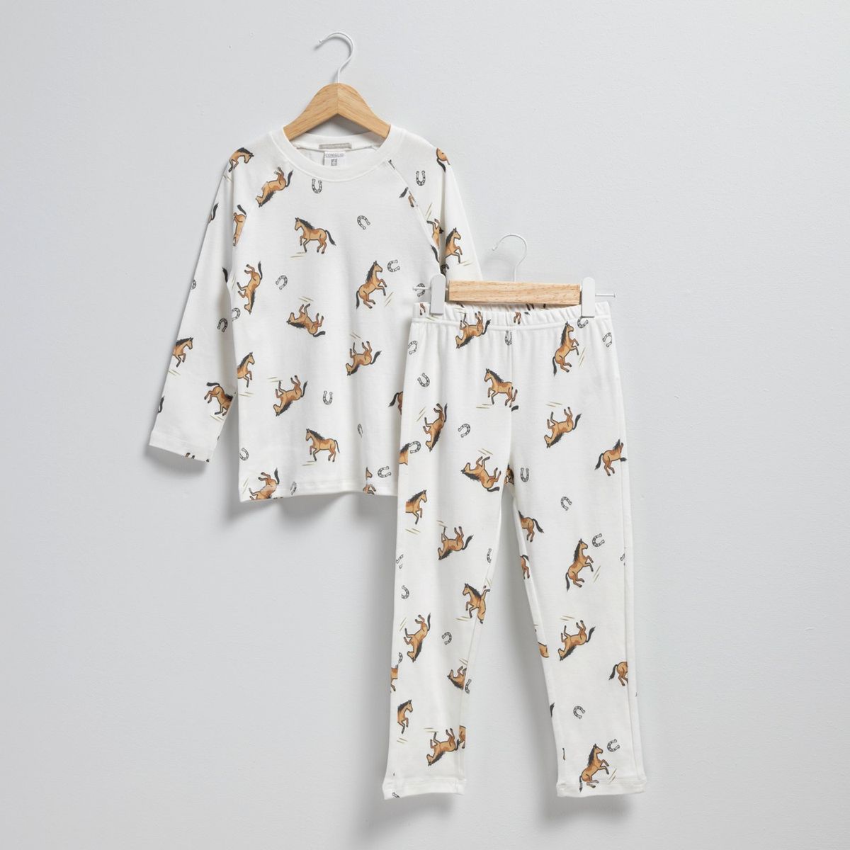 CONIGLIO - Set de Pijama Niño Coniglio Casual Algodón Estampado Caballos
