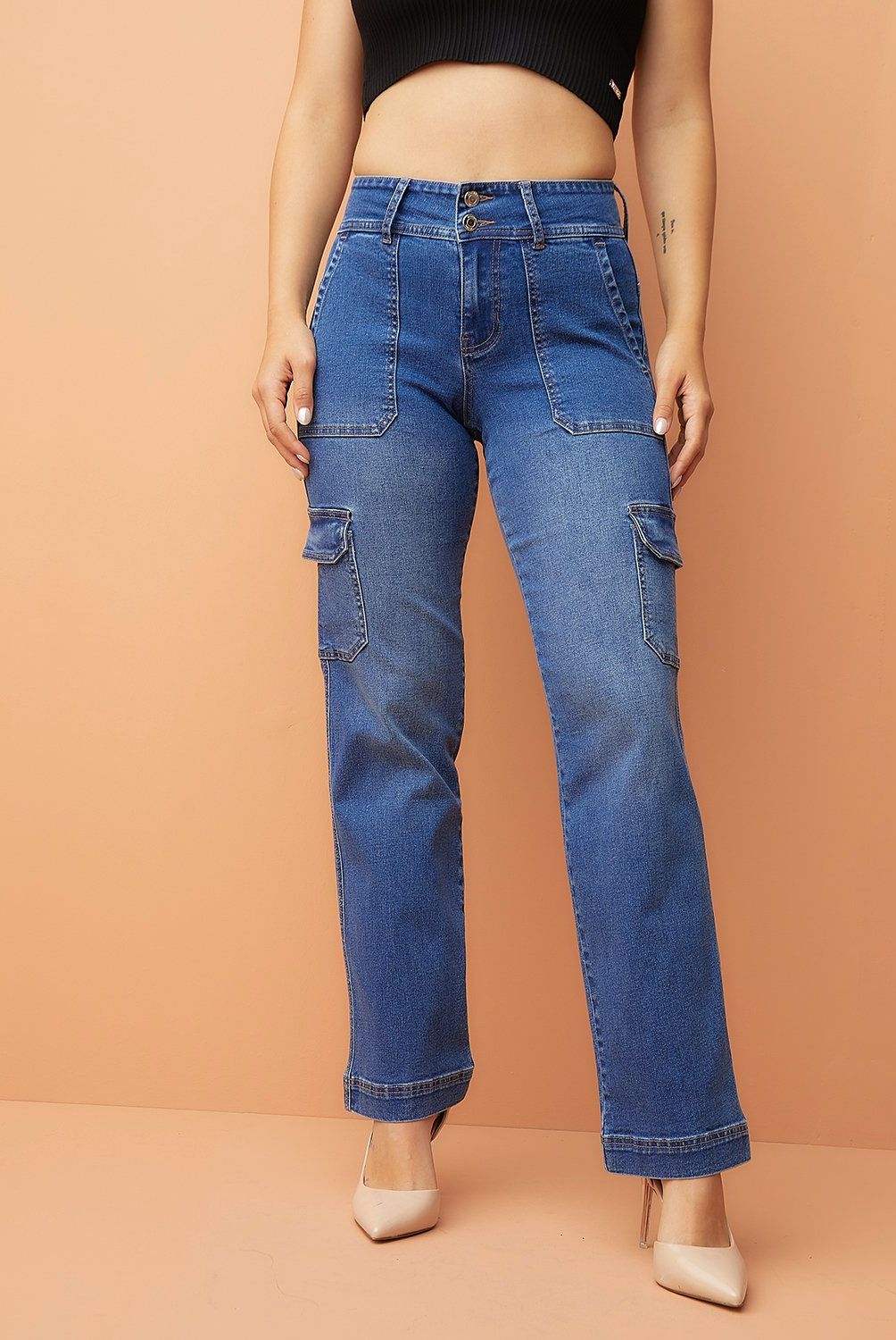 MOSSIMO - Jeans Tiro Medio Mujer Mossimo