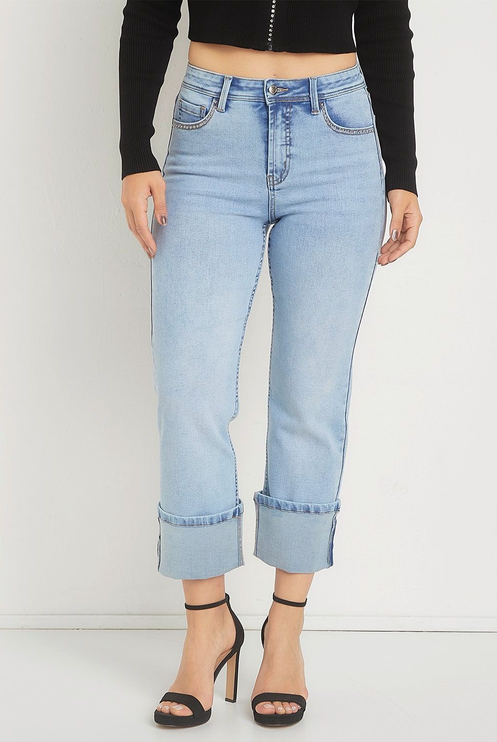 MOSSIMO - Jeans Straight Tiro Alto Mujer Mossimo