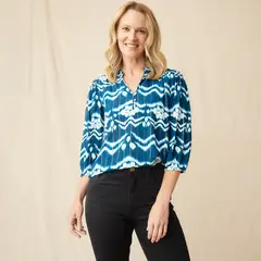 S COCCI - Blusa Mujer Estampada Manga 3/4 Casual