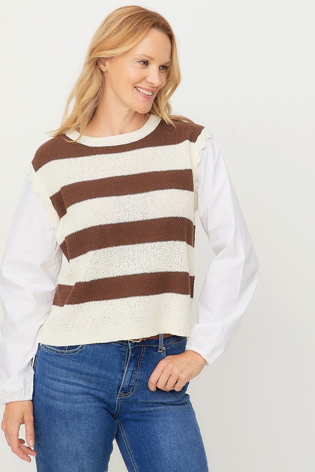 NEWPORT - Sweater Newport Rayas Manga Larga Mujer Algodón