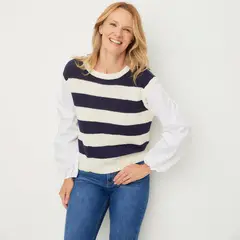 NEWPORT - Sweater Rayas Manga Larga Mujer Algodón