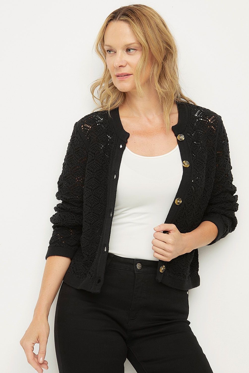 NEWPORT - Cardigan Newport Algodón Mujer Manga Larga Diseño Liso