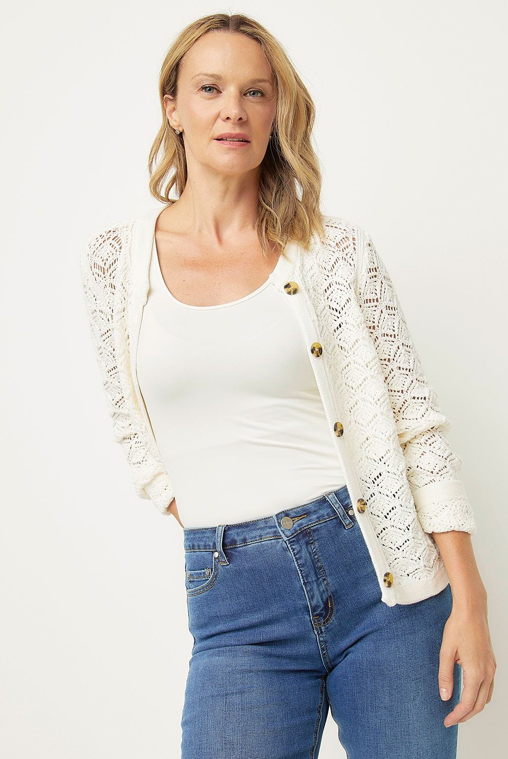 NEWPORT - Cardigan Newport Algodón Mujer Manga Larga Diseño Liso