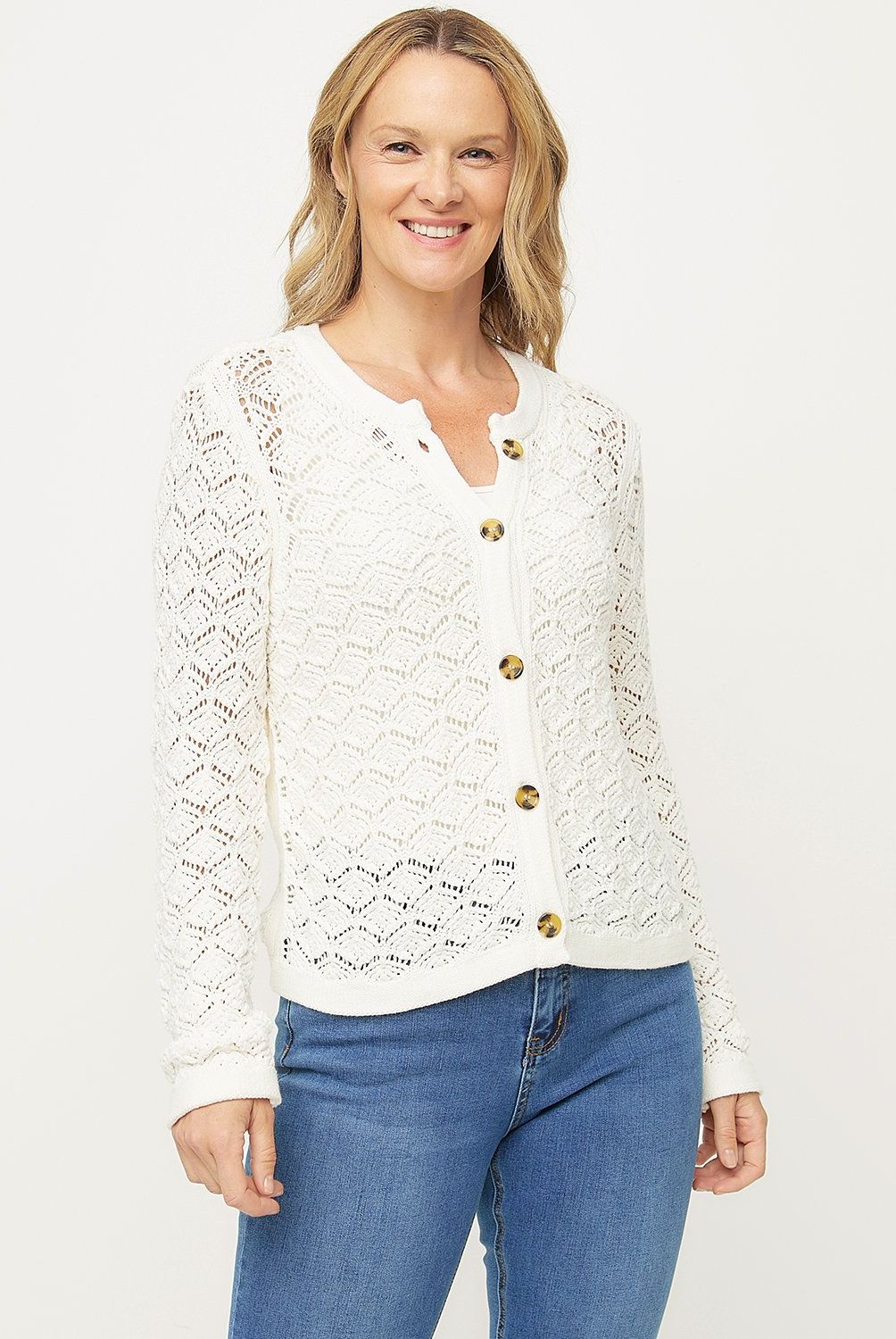 NEWPORT - Cardigan Newport Algodón Mujer Manga Larga Diseño Liso