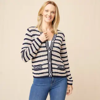S COCCI - Chaleco S.Cocci Rayado Manga Larga Mujer Estilo Casual
