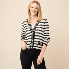 S COCCI - Chaleco S.Cocci Rayado Manga Larga Mujer Estilo Casual