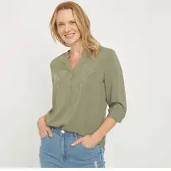NEWPORT - Blusa Manga 3/4 Mujer Viscosa Estilo Casual