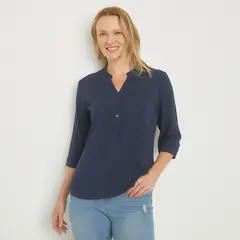 NEWPORT - Blusa Manga 3/4 Mujer Viscosa Estilo Casual