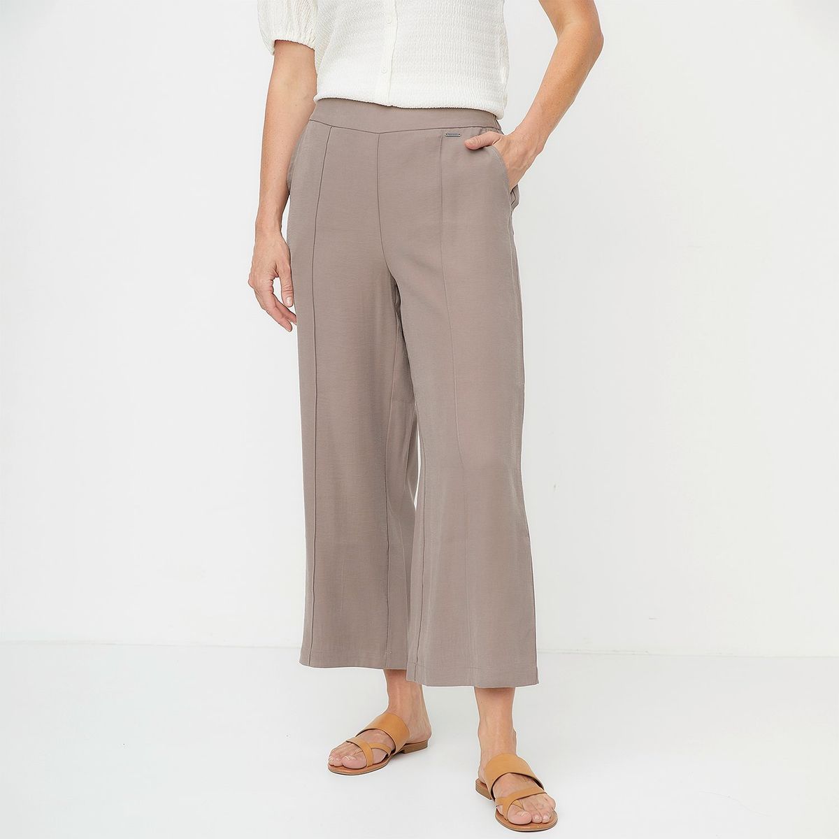 NEWPORT - Pantalón Culotte Newport Mujer Viscosa Casual Tiro Alto