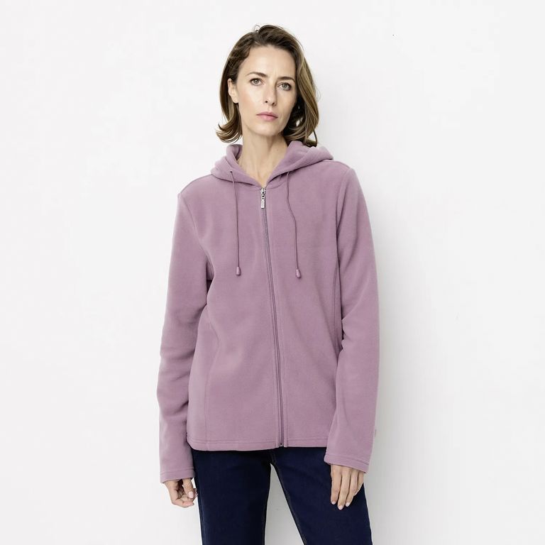 Polerón Fleece Liso Mujer Con Gorro