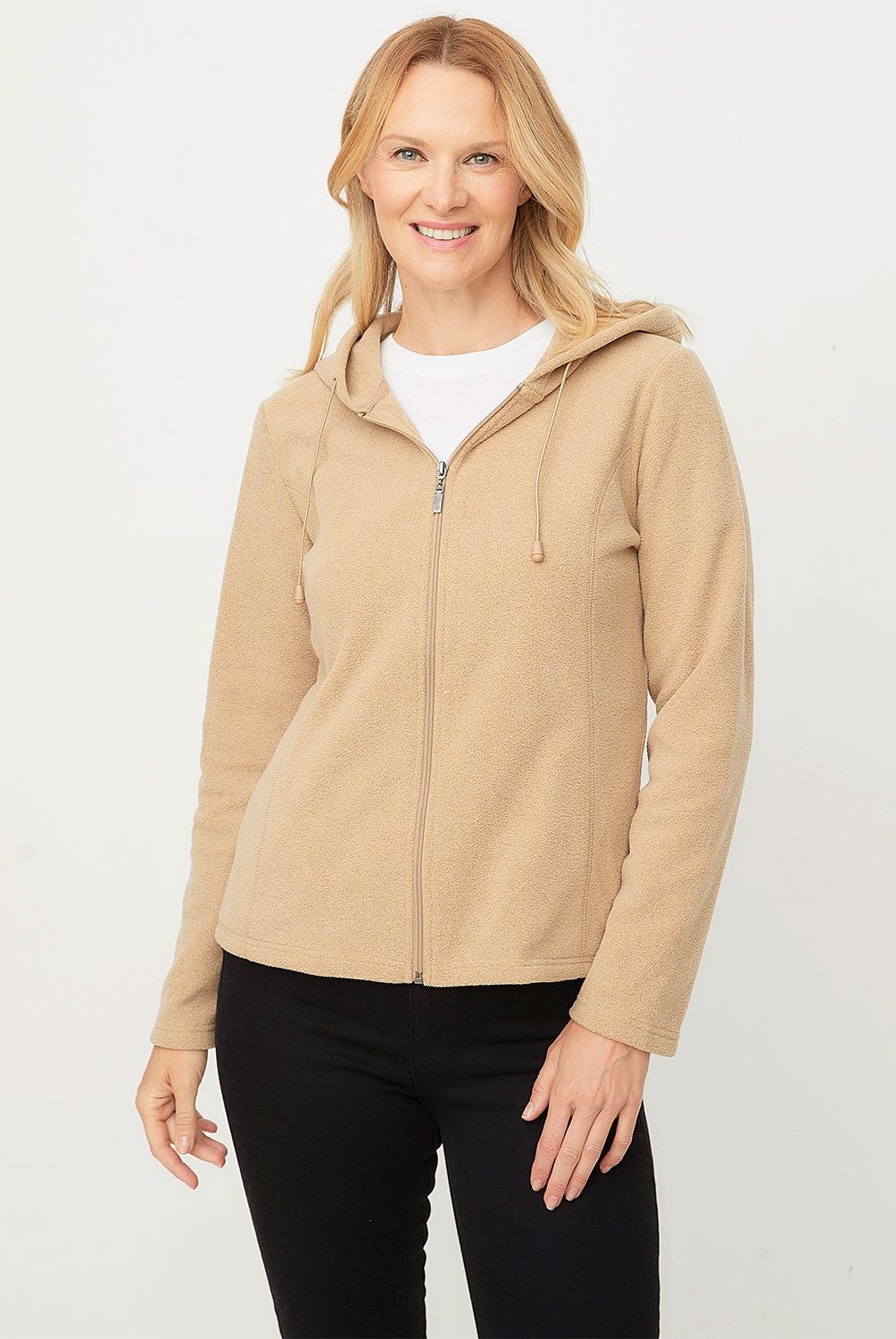 NEWPORT - Polerón Newport Fleece Liso Mujer Con Gorro
