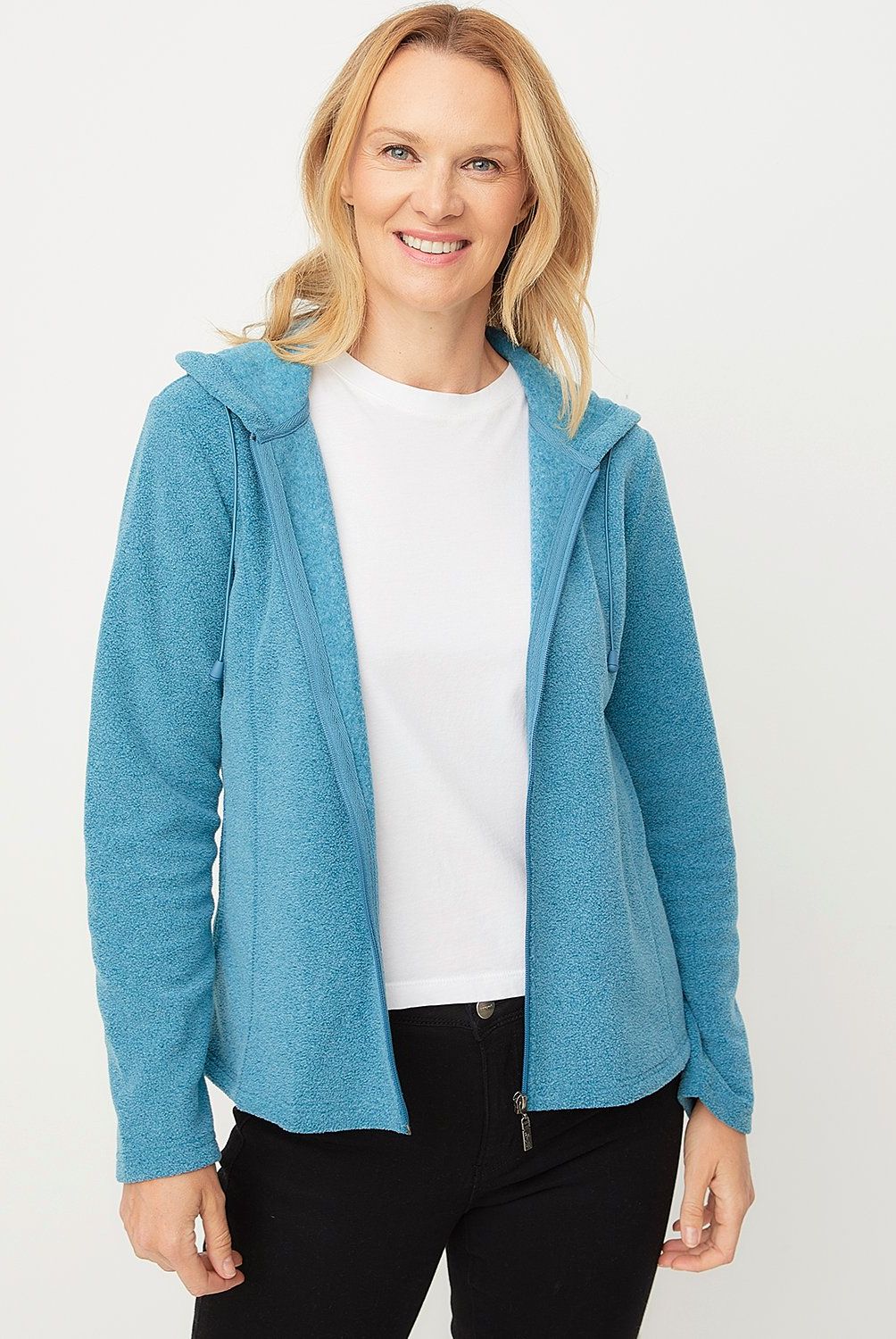 NEWPORT - Polerón Newport Fleece Liso Mujer Con Gorro