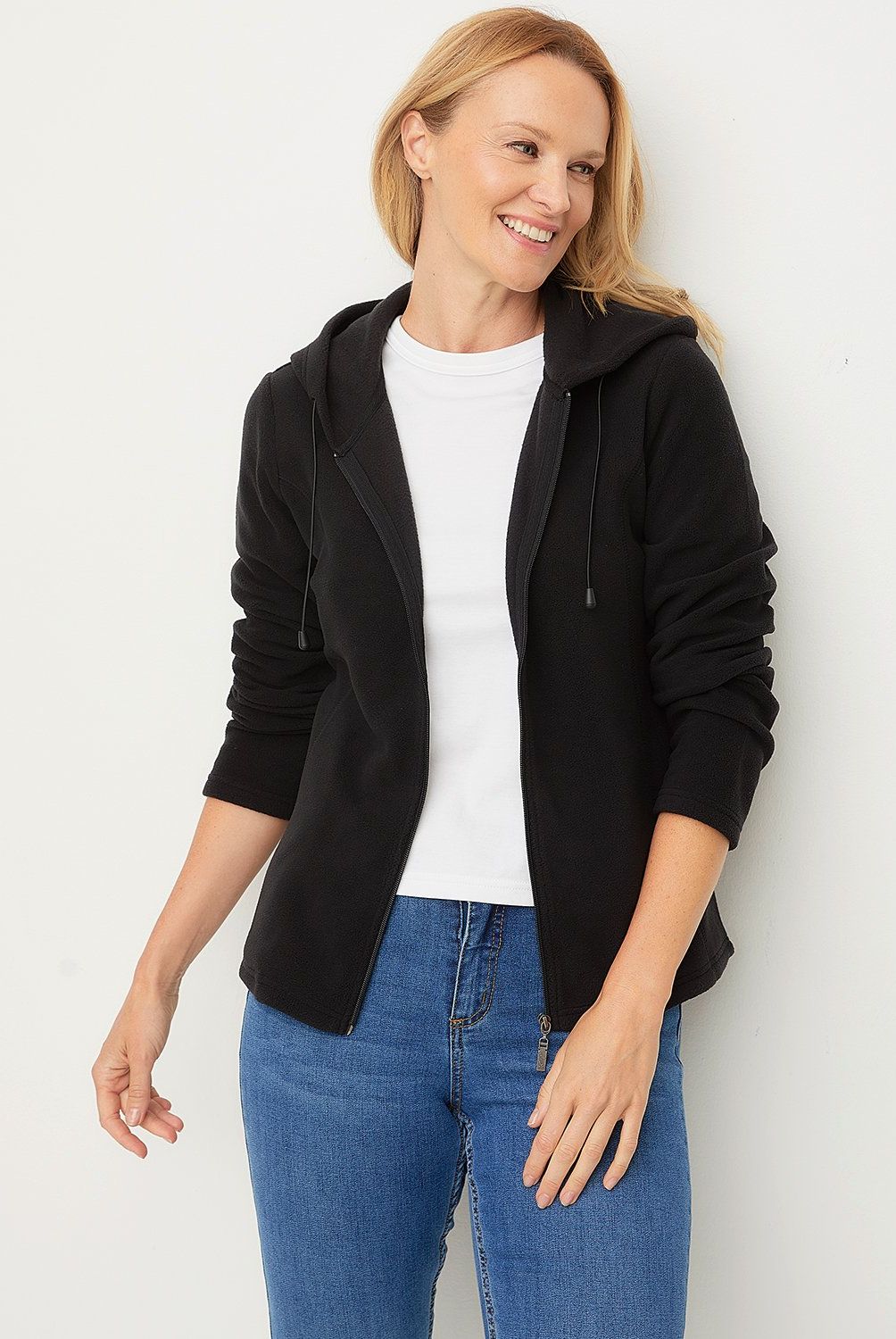 NEWPORT - Polerón Newport Fleece Liso Mujer Con Gorro
