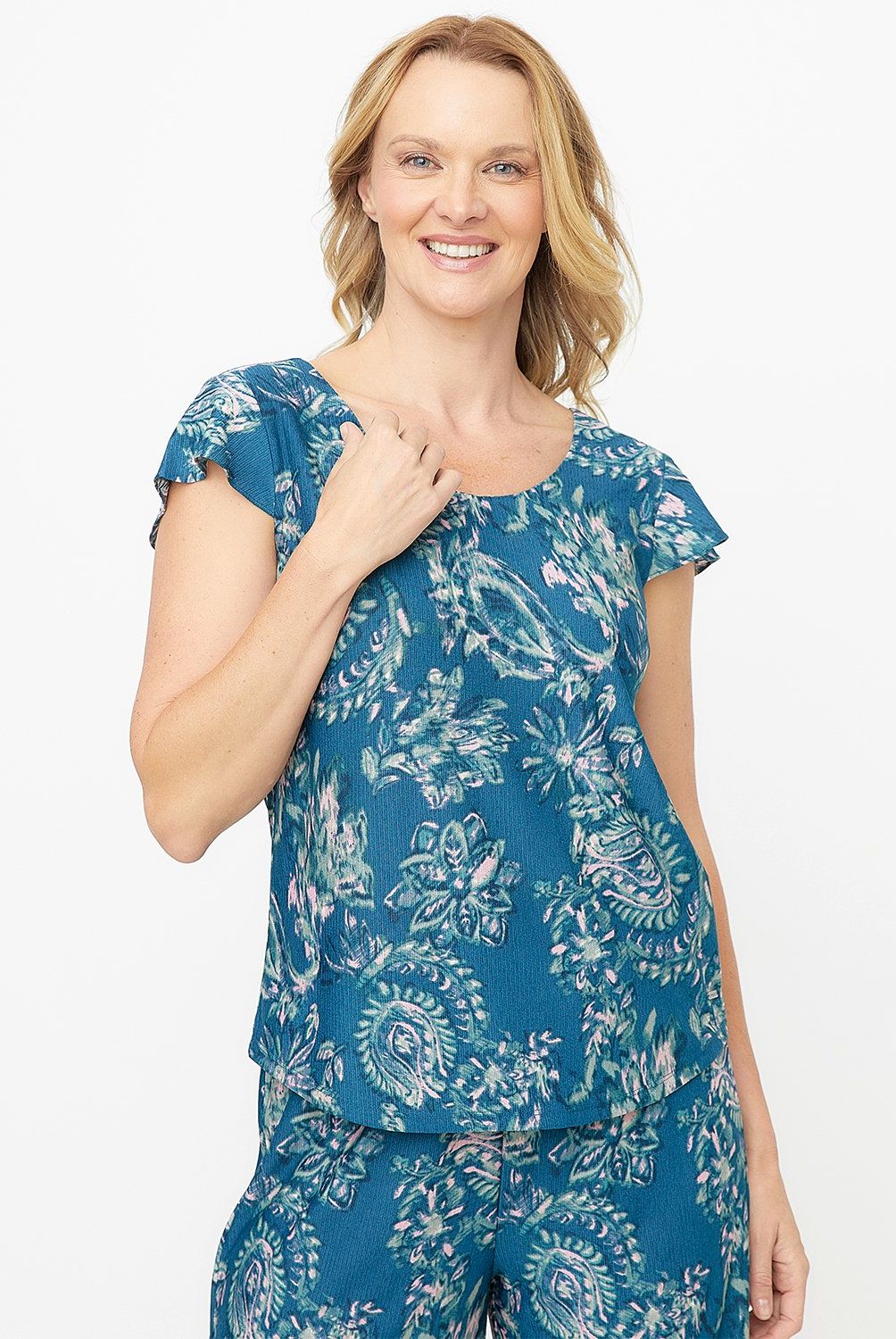 NEWPORT - Blusa Newport Manga Corta Estampada Casual Mujer